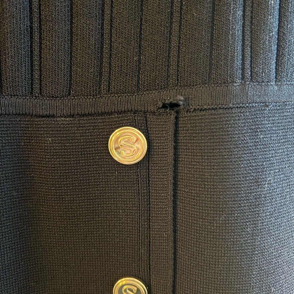 Sandro Navy Knit Dress w/Gold Buttons - Picture 2 of 4